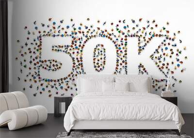 Thank you followers peoples, 50k online social group, happy banner celebrate, Vector Wall mural