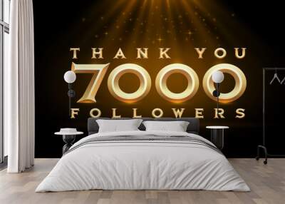 Thank you followers peoples, 7000 online social group, happy banner celebrate, Vector illustration Wall mural