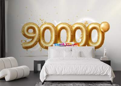 Thank you followers peoples, 90k online social group, happy banner celebrate, Vector Wall mural