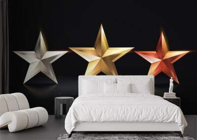 three star Awards golden prize event, first place, second place, third place, scene star ceremony. Vector illustration Wall mural