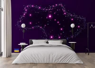 Ukraine map made of stars and dots. Globalization concept. Space view. Wall mural