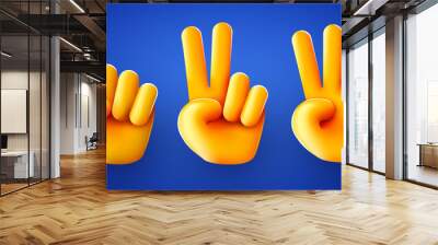 Еmoji hands counting. One two Three. 1 2 3. Wall mural