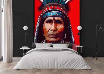 portrait of an indian warrior. native americans. Wall mural