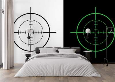 Gun Sight Crosshairs Bullseye Isolated Vector Illustration in Black and Green Wall mural