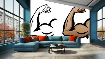 Muscular Arm Flexing Bicep Isolated Vector Illustration Wall mural