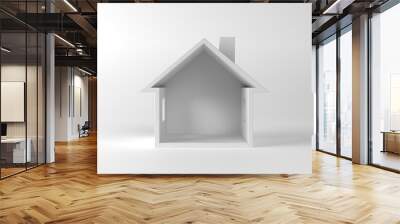 White simple empty 3d house in cross section, on light gray background. Real estate concept or symbol. 3d illustration Wall mural