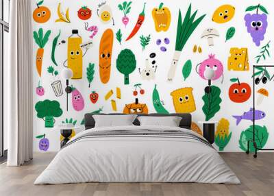 Cartoon food characters big collection Wall mural