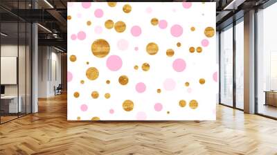 pattern of pink and gold dots Wall mural