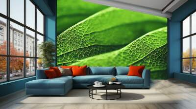 Macro Photography of a freen plant leaf with structure, detail and depth of field Wall mural