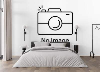 black linear photo camera logo like no image available. flat stroke style trend modern logotype art design on white. concept of picture coming soon will Wall mural