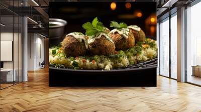 Elegant dish of falafels Wall mural