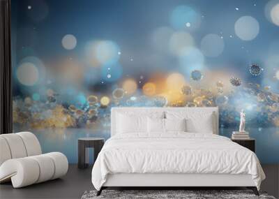 Gorgeous gold and blue sparkly blurred background Wall mural