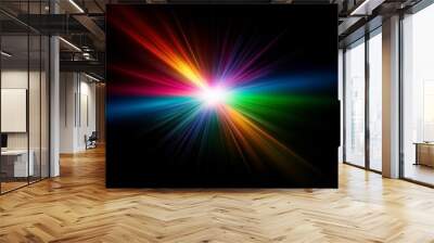 colourful light lens flare on black background Wall mural