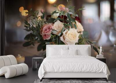 Elegant Wedding Decor Beautiful Pink, White, and Red Roses Centerpiece Wall mural