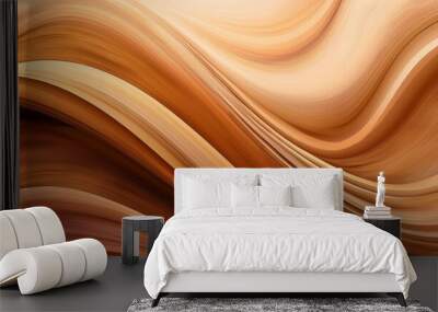 horizontal banner with waves modern soft curvy waves background illustration with sandy brown wheat and chocolate color Wall mural