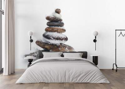 Zen Stones in Snow Wall mural