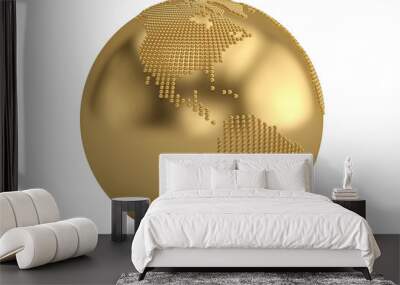 Gold globe isolated on white background 3D illustration. Wall mural