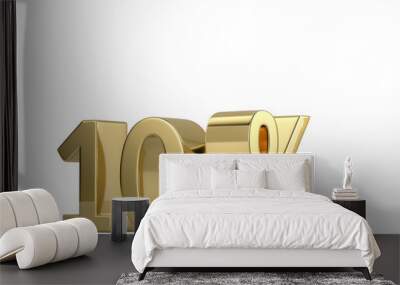 Gold percent off number. 3D rendering isolated on white background Wall mural