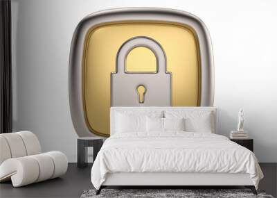 Lock 3d icon isolated on white background. 3D illustration. Wall mural