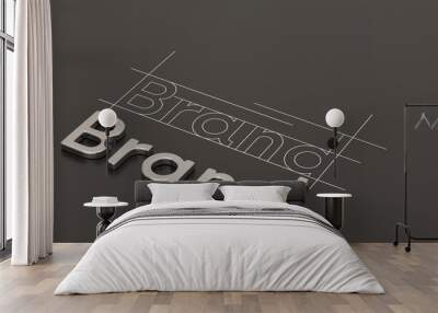 Steel word brand on black background brand concept design 3D illustration. Wall mural