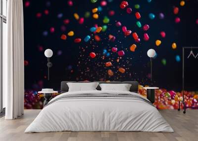 Colorful Candies in Dynamic Motion Wall mural