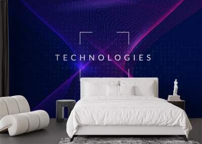 Artificial intelligence tech background. Digital technology, deep learning and big data concept. Abstract visual for screen template. Geometric artificial intelligence tech backdrop. Wall mural