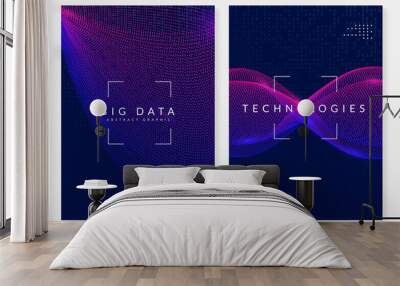 Deep learning background. Technology for big data, visualization, artificial intelligence and quantum computing. Design template for intelligence concept. Colorful deep learning backdrop. Wall mural