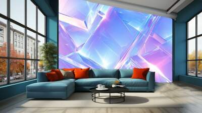 Holographic Texture. Soft Holography Template. Metal Pattern. Vibrant Fluid. Pearlescent Gradient. Hologram Background. Pastel Foil. Blue Blur Glitch. Violet Holographic Texture Wall mural