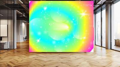 Rainbow background with vibrant gradients. Holographic dynamic f Wall mural