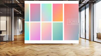 Screen gradient set with modern abstract backgrounds. Colorful fluid covers for calendar, brochure, invitation, cards. Trendy soft color. Template with screen gradient set for screens and mobile app Wall mural