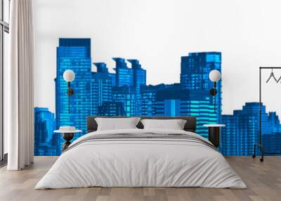 Blue cityscapes isolated on white background Wall mural