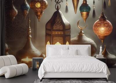 Arabic lantern of Ramadan celebration background Wall mural