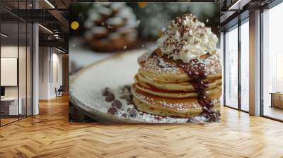 Chocolate Chip Pancakes With Whipped Cream Wall mural