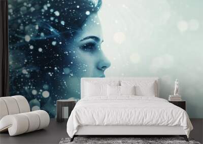 Woman's Profile With Bokeh Wall mural