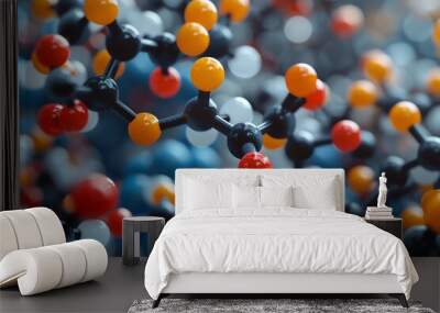 Closeup of a chemical compound model, intricate details, macro shot Wall mural