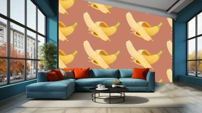 Yellow banana pattern. Banana fruit seamless pattern. Wall mural