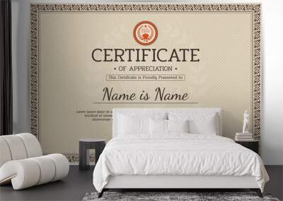 Vintage certificate of appreciation award template. Template diploma border for use in design. Eps10 - vector. Wall mural