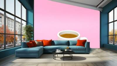 Hot coffee espresso on colorful background.
 Wall mural