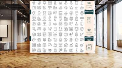 300 thin line icons bundle. In this set include restaurant, retail, retirement home, reward and badges, robotics Wall mural