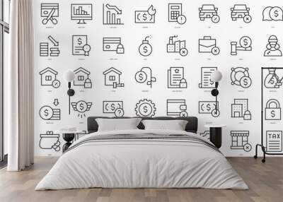 Set of bankruptcy icons. Thin linear style icons Pack. Vector Illustration Wall mural