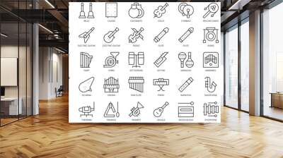 Set of music instruments icons. Thin linear style icons Pack. Vector Illustration Wall mural