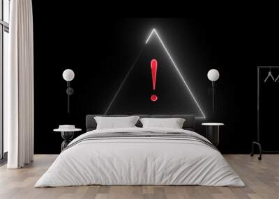 Exclamation mark sign icon animation with black background Wall mural