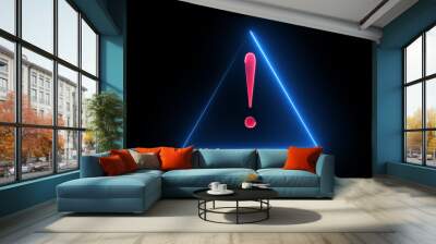 Exclamation mark sign icon animation with black background Wall mural