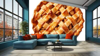 Classic, traditional apple pie, top view. Isolated on transparent background. KI. Wall mural