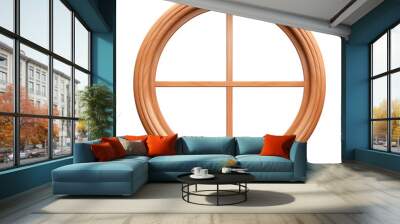 Round wooden window. Isolated on a transparent background. Wall mural