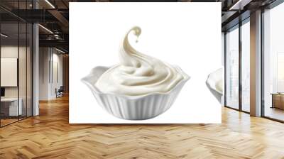 White sauce. Mayonnaise, yogurt, sour cream. Sauces set. Isolated on a transparent background. KI. Wall mural