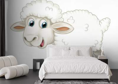 Cartoon happy sheep is standing looking and smiling - artistic style - isolated - illustration for children Wall mural