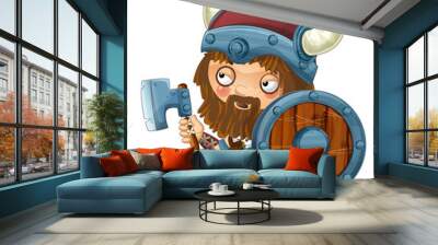 cartoon viking warrior - illustration for children Wall mural