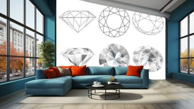 Set of isolated diamond illustrations Wall mural