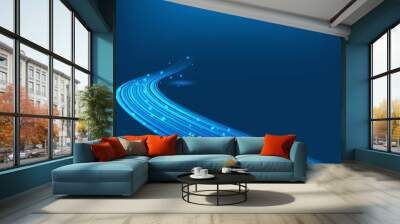 Futuristic technology concept, vector illustration in blue color, abstract background, Glow light line Wall mural